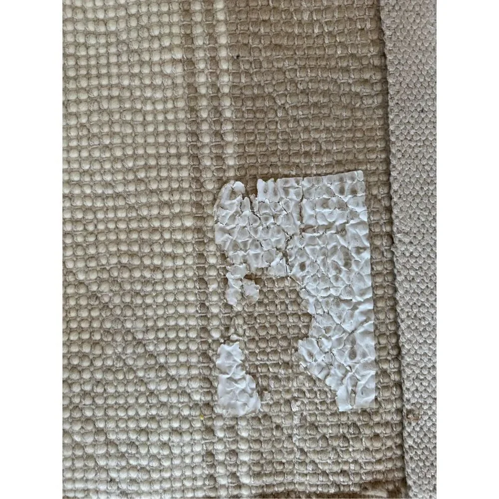 Boho cream textured entry way rug pin pom diamond tight woven geometric mat